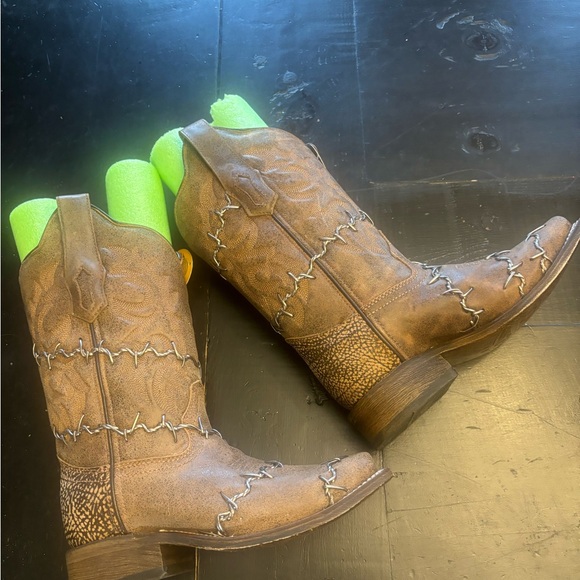 Corral Women’s Bared Wire Woven Western Boots Square Toe SZ 6.5 - Picture 7 of 15